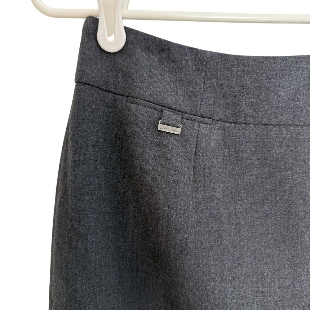 Calvin Klein Pencil Straight Skirt Gray Flat Front Zip Back Slit Office‎ Size 2 - Picture 5 of 13